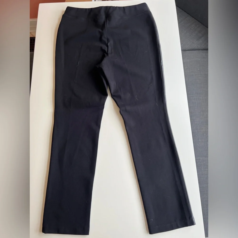 Faux Leather Ponte Pant with Gold Hip Zippers - Picture 3 of 5